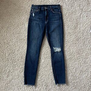MOTHER Looker High Waisted Ankle Fray Jeans Close To The Edge Sz 27